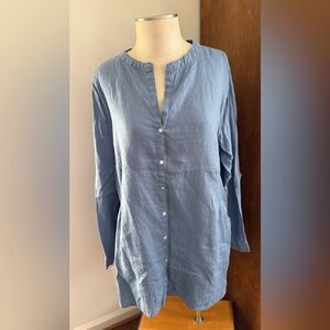 Sigrid Olsen Light Blue LinenTunic Top